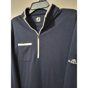 FootJoy FJ Quarter Zip Pullover Mens L Navy Blue Golf Performance Pocket